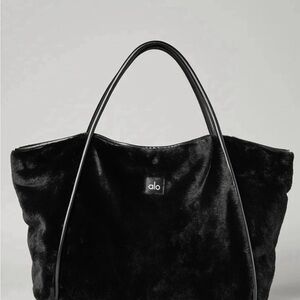 ALO Yoga Faux Fur Black Tote Bag